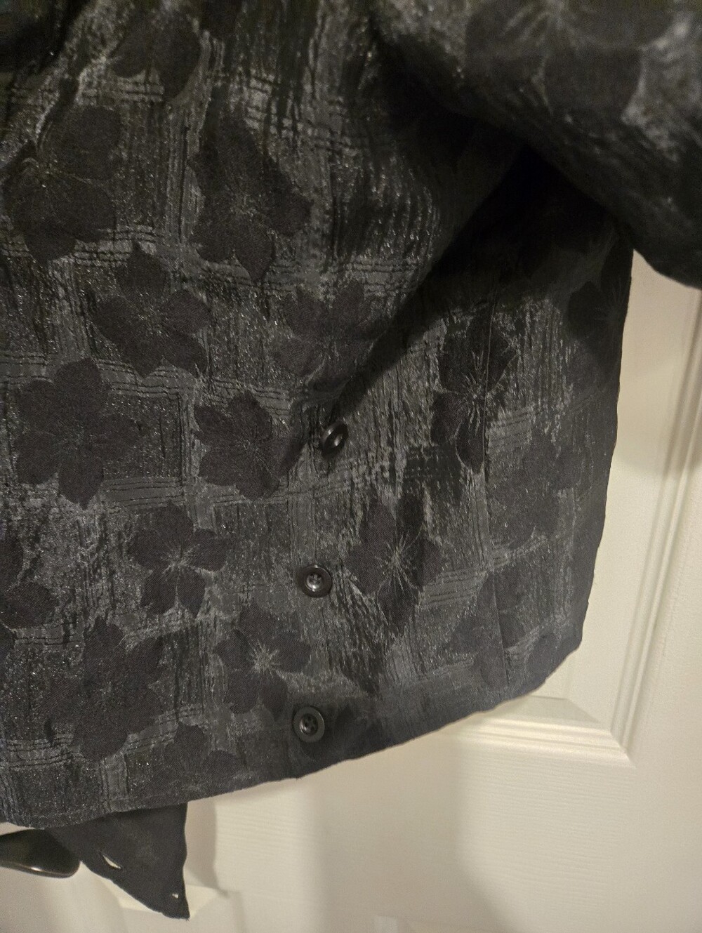 Madewell Floral Jacquard Puff Sleeve Wrap Top in True Black at Nordstrom, Size M - Picture 4 of 7